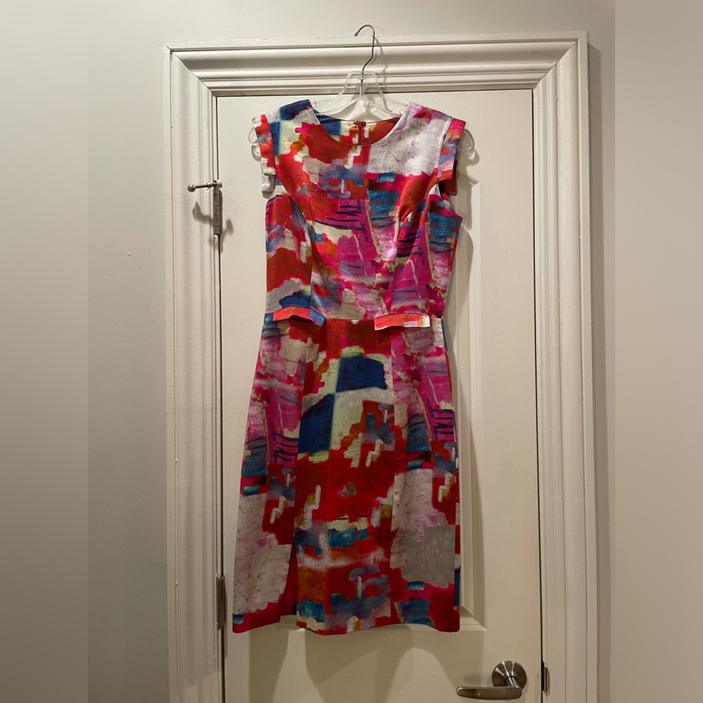 Silk erdem colorful dress with waist pockets and front slit